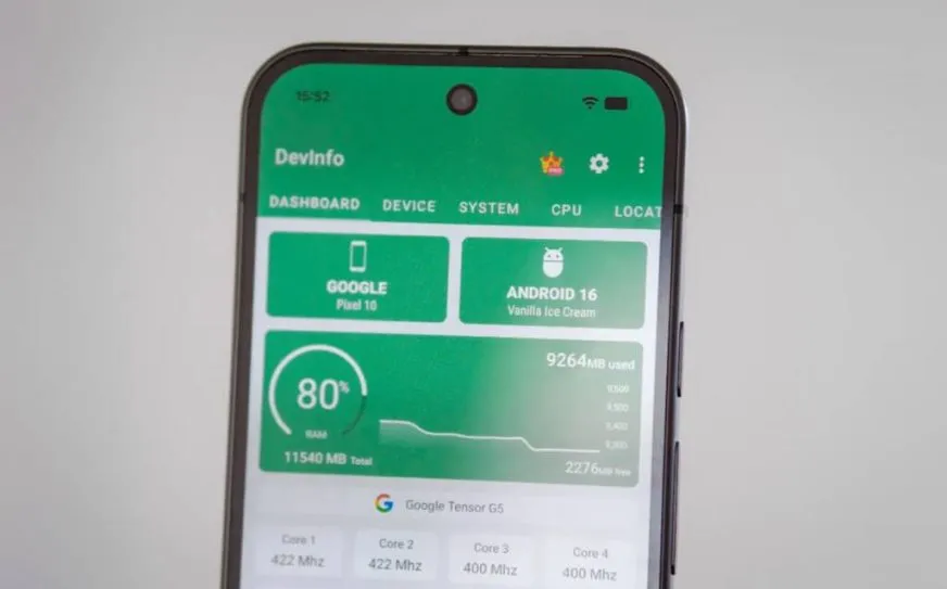 Google Pixel 10: всего 9 ГБ оперативной памяти доступно из-за резервирования для ИИ