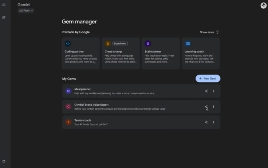 Google открыла возможность делиться собственными помощниками Gemini Gems