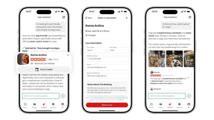 Yelp оновила AI-асистента: бронювання ресторанів і послуг у одному чаті