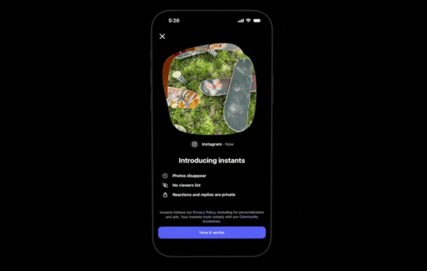 Instagram запустил функцию Instants для обмена исчезающими фото в стиле BeReal и Snapchat